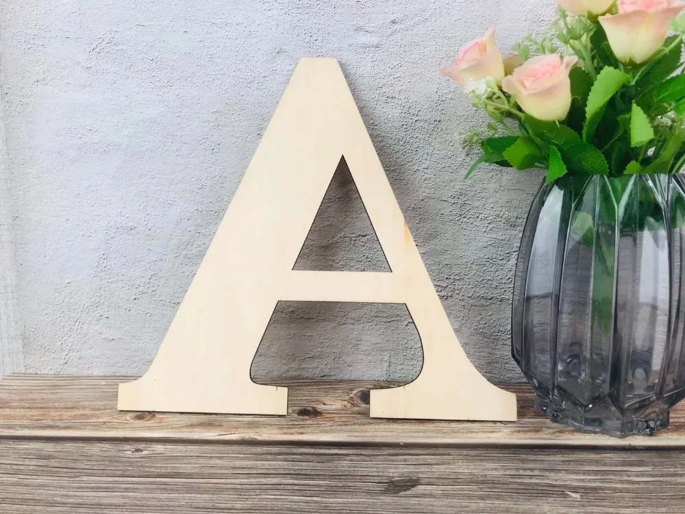 12 inch Wooden English Alphabet Letters Blank Wood Board, Wood Letters for Home Walls Decor, Party, DIY Art Craft Projects (7)