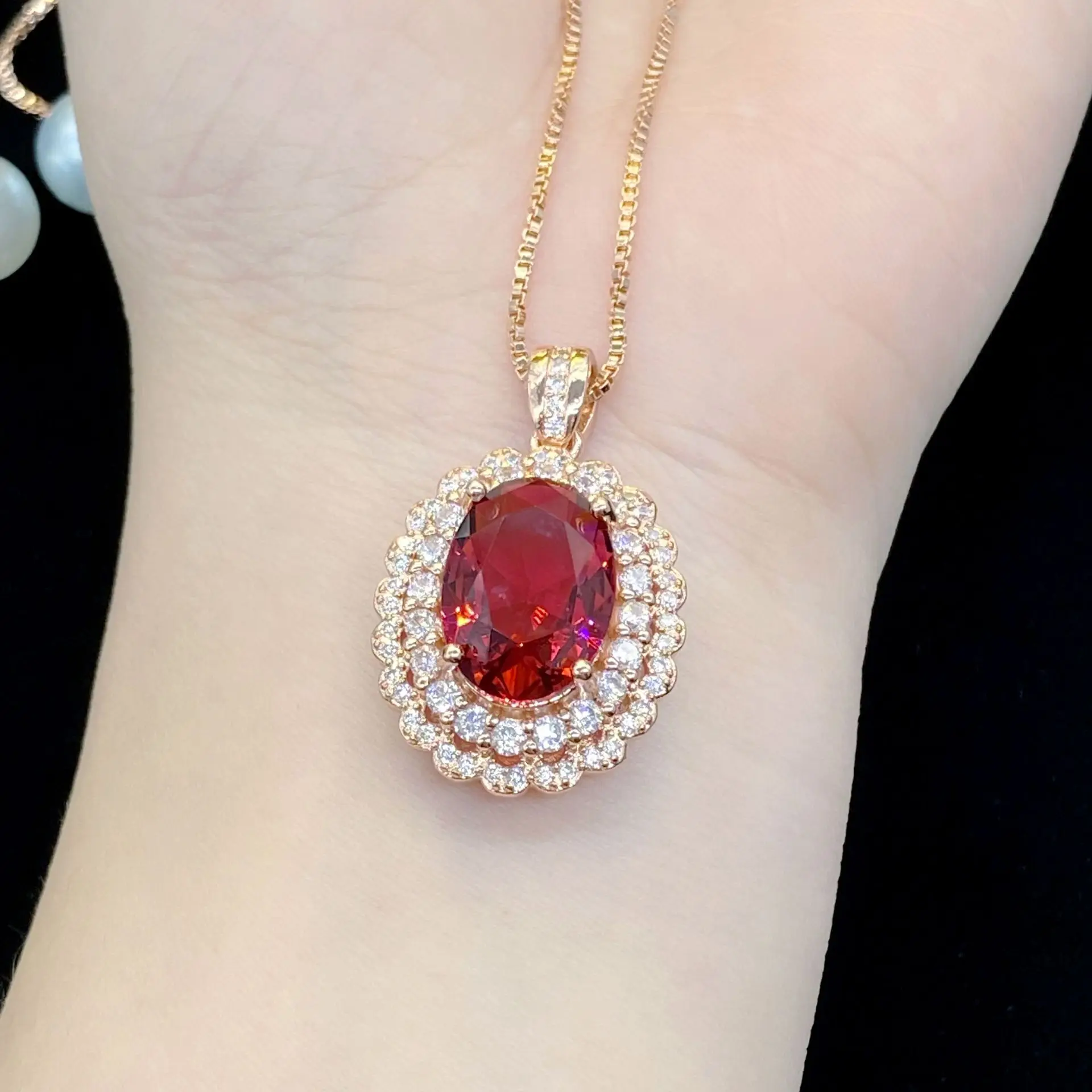 18K Rose Gold AAAAA Zircon Pendant Necklace For Women Charm Party Choker Jewelry pendant necklace,gold necklace
