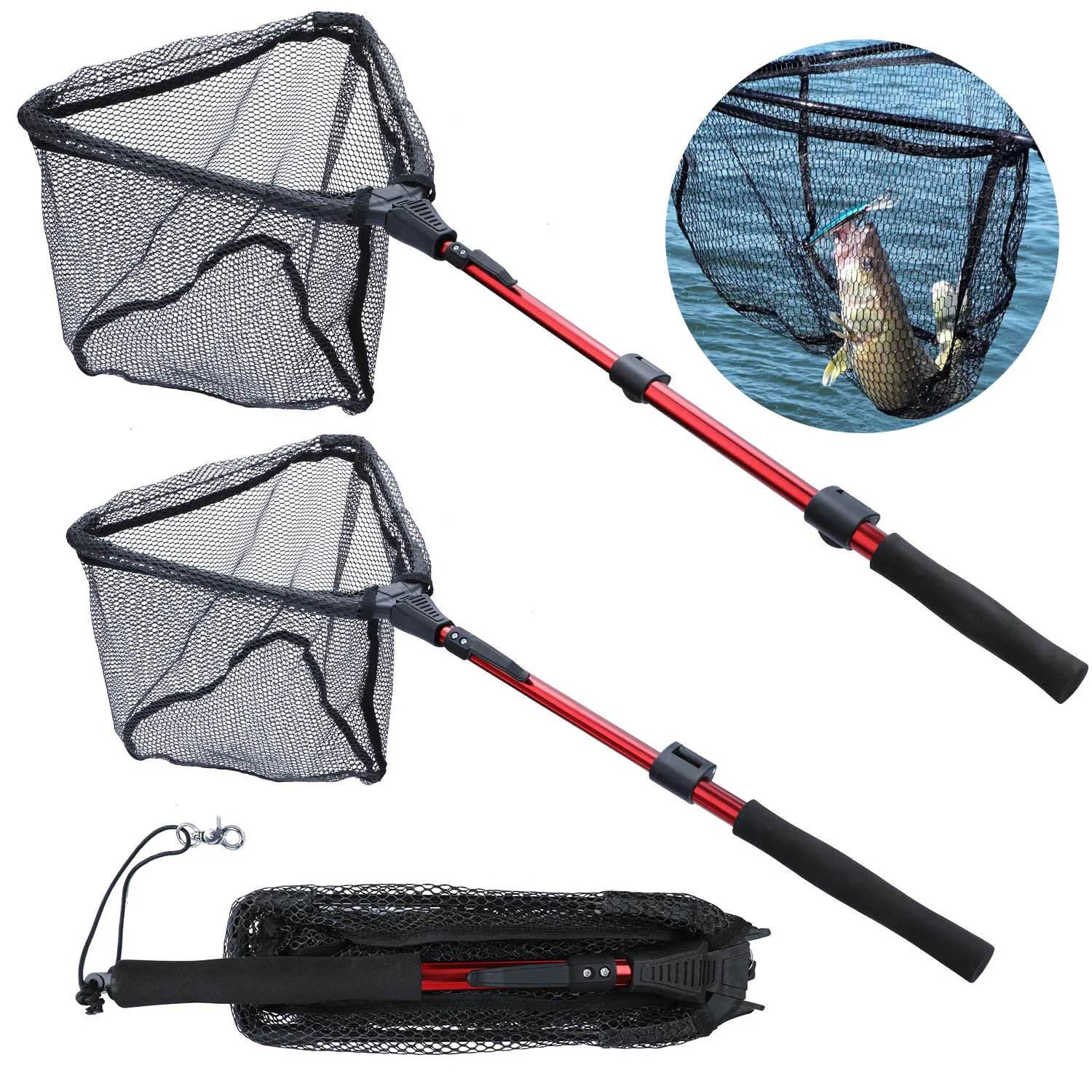 

Sougayilang 70/95/120cm Telescoping Retractable Fishing Net Foldable Landing Net Pole Folding Landing Net for Fly Fishing Tackle