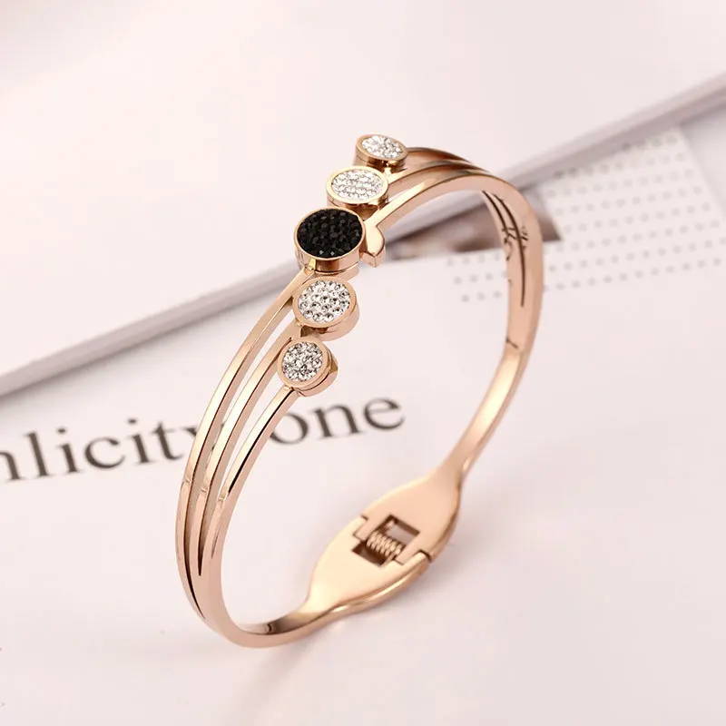 OUFEI Rose Gold Elegant Bracelet Femme Stainless Steel Jewelry Woman Charms Cuff Bracelets Bangles For Women Free Shipping