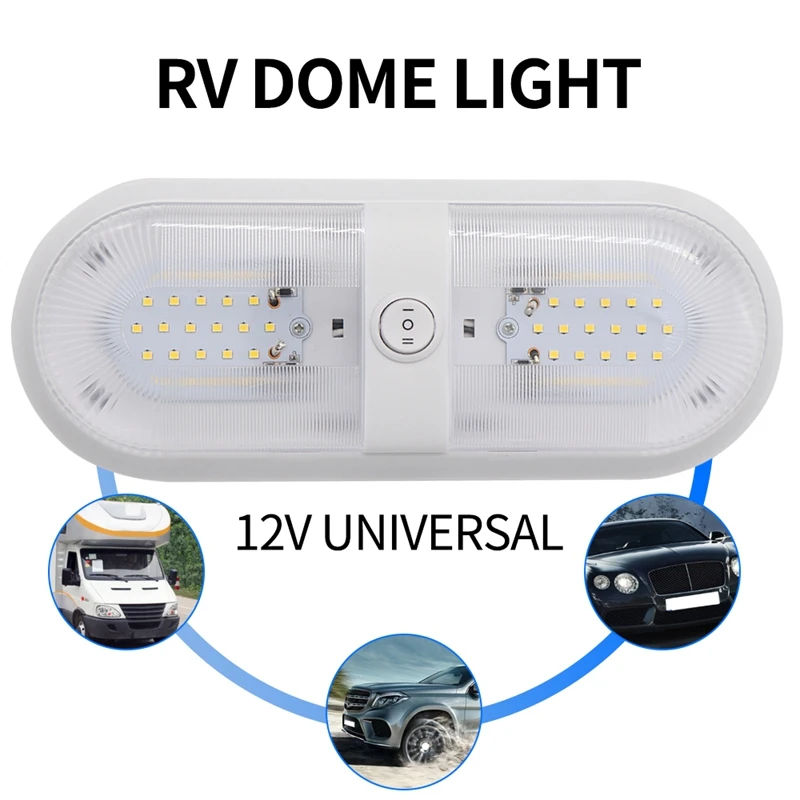 1 упаковка Rv интерьерный светильник супер яркий Dc 12V светодиодный потолочный двойной купольный светильник для трейлера кемпера Rv Внутреннее освещение с вкл/выкл Sw