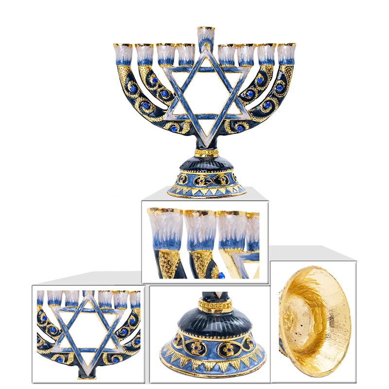 H& D 5 стилей Иудейская Менора Античная коллекция Hanukkah Menorah Статуэтка ручная роспись подсвечник держатель для дома вечерние украшения подарок