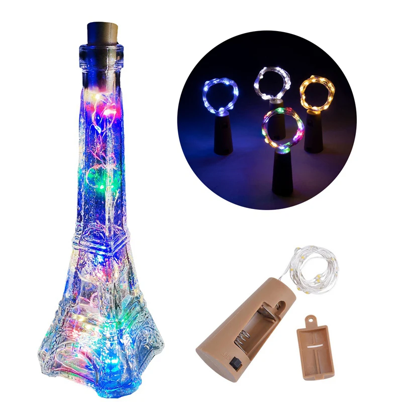 

1M 2M 3M LED String Light Wine Bottle Cork Shape Fairy Light Battery Operated Copper Wire Lights String For Party Wedding Decor