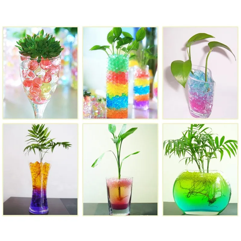 1000 шт Разноцветные Кристальные шарики для растений, цветов, желеобразных бусин для растений, жемчужин, вазы, гелевые шарики для украшения дома 5Z