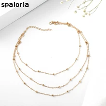 Spaloria, персонализированные многослойные Золотые бусы, колье, ожерелье, Воротник для женщин, богемные крошечные цепочки на ключицы, модные украшения на шею