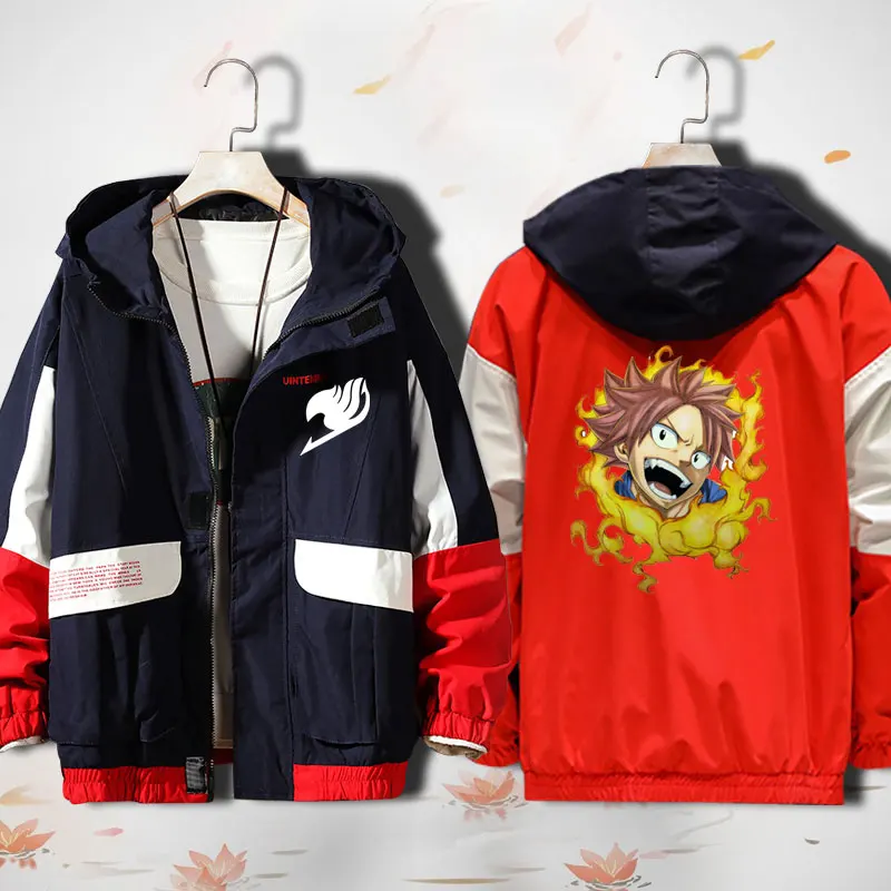 

Unisex Anime Cosplay Fairy Tail Natsu Dragneel END Lucy Heartfilia Happy Zipper Cardigan Hooded Jacket Coat