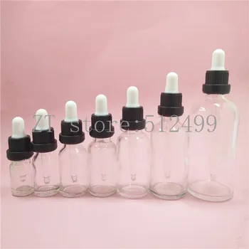 

2/10pcs 5/10/15/20/30/50/100ml Clear Transparent Glass Essential Oil Perfume Liquid Container Bottle with Plastic Dropper Cover