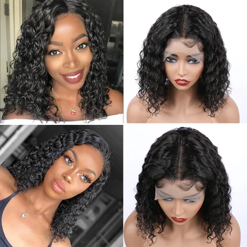 

Fureya Hair Short Human Hair Curly Wigs For Black Women 4x4 Lace Front With Baby Hair