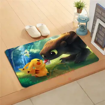 

P&1031#WJY Custom Cartoon Pikachu #&l Doormat Home Decor Door mat Floor Mat Bath Mats foot pad WP&-rb70