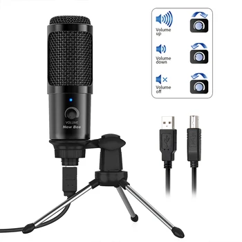 

Leehur Professional Microphone Condenser Recording Voice Tabletop USB Wired Microphone with Stand for PC Computer Games YouTube