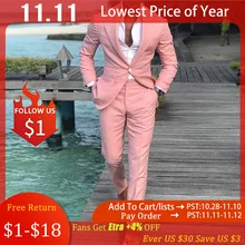 Male Suit Pink Men's Classic Suit Solid Blazer And Pants One Button OL Office Wear Fashion 2021 Autumn Sets Male Blazer Clothing
