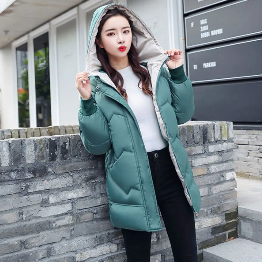 

Hooded Thicken Cotton Coats Women Korean Casual Winter Warm Down Jacket Harajuku Big Size Ladies Coat Vogue Outerwear Streetwear
