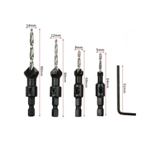 4 piece cone hole chamfering drill hex bit cone hole drilling countersunk drill shaped bit drill woodworking hole opener #6#10#1 4 piece cone hole chamfering drill hex bit cone hole drilling countersunk drill shaped bit drill woodworking hole opener #6#10#1