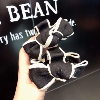 

Korea New Simple Fabric Bow Black White Concise Generous Side Clip Hair Claw for Women Fashion Hair Accessories