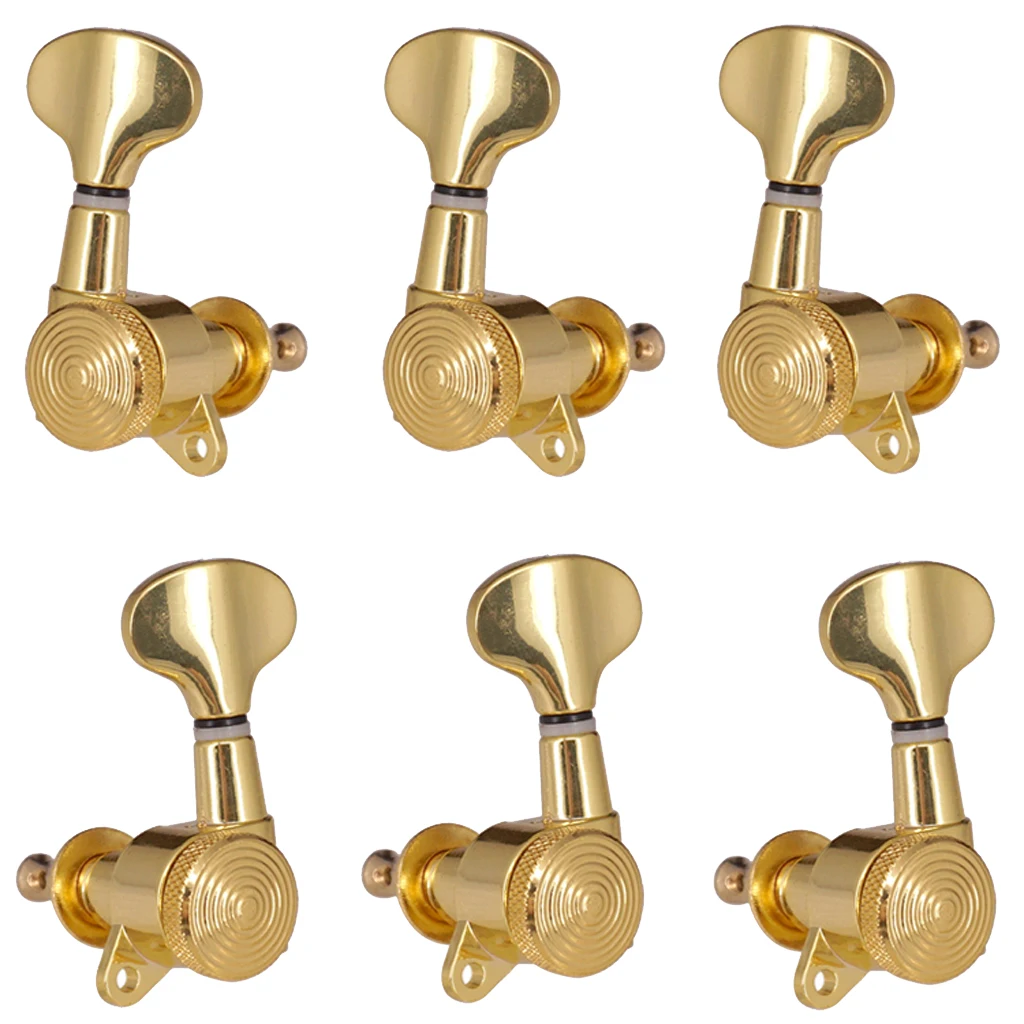 Guitar String Buttons Tuners Fishtail Guitar Lock Tuner Gold 3R3L Tuning Peg