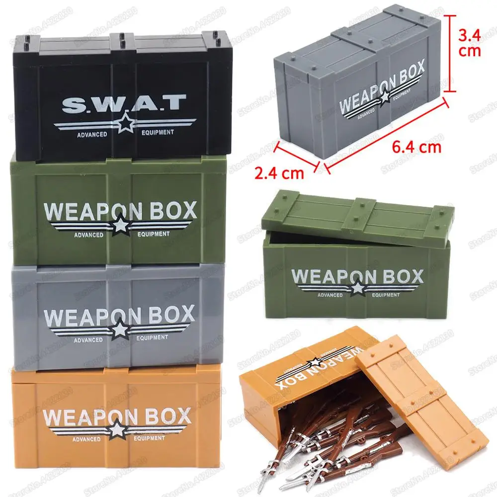 

Armed Box Figures Weapons Box Military Building Block WW2 Battlefield Army Moc SWATs Soldier Equipment Boxs Model Child Gift Toy