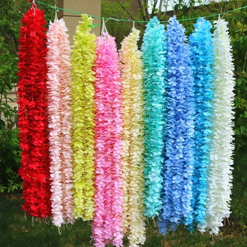 

10M Artificial Orchid Flowers Rattan String Vine with Green Leaves For Home Wedding Garden Decoration wisteria Garland Wall
