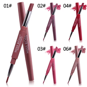 

2 In 1 Lip Stick Waterproof Lipsticks Long Lasting Moisturize Lip Liner Pen Matte Lipstick Pencil Red Lips Liners Pen Stick Hot