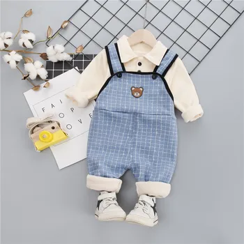 

0-4 years winter boy girl clothing set 2019 casual thicker warm cartoon cute kid suit children baby clothing hoodies+pant 2pcs