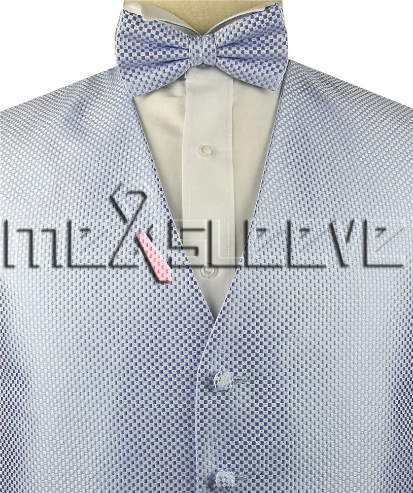 Маленький клетчатый костюм, комплект с жилетом(жилет+ галстук Аскот+ носовой платок - Цвет: sky blue 2