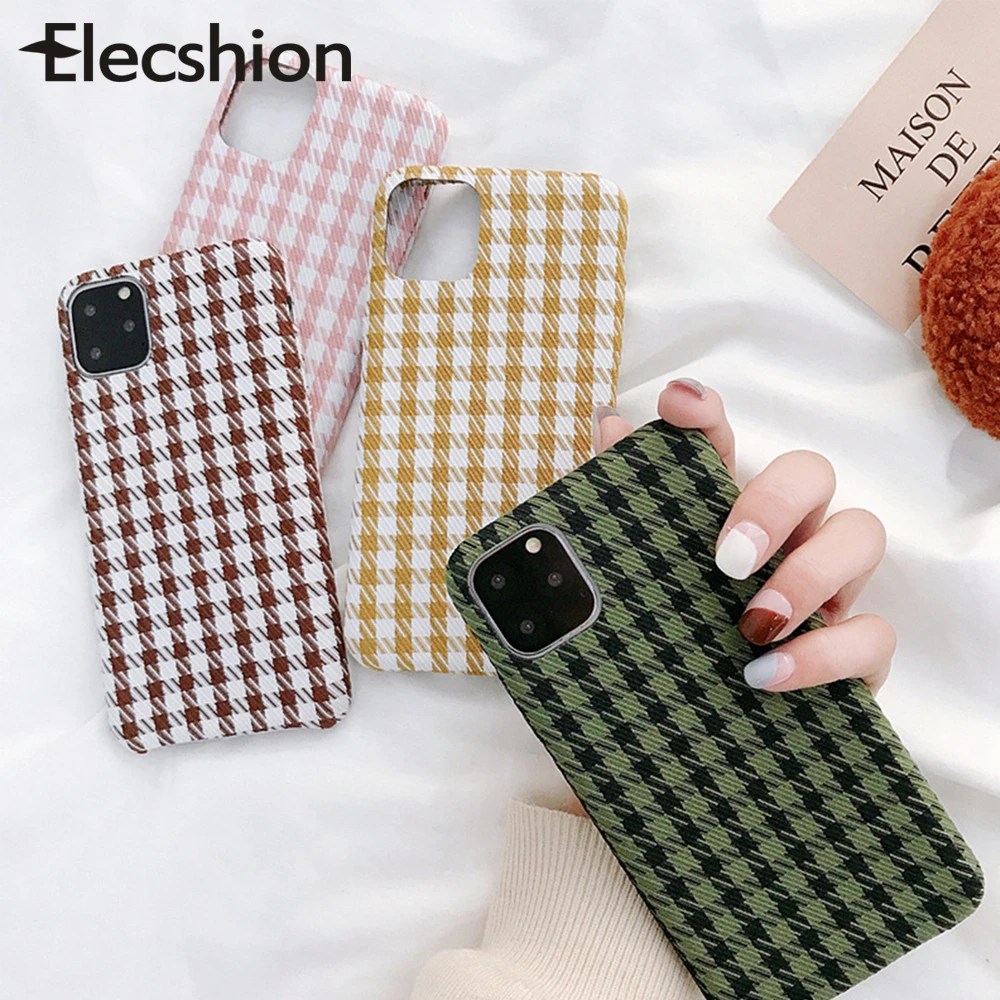 

Colorful Plaid Phone Case For iPhone XS XR 11 Pro Max Simple Fabric Back Cover For iPhone 6s 7 8 Plus XS Max Cute Warm Case Capa