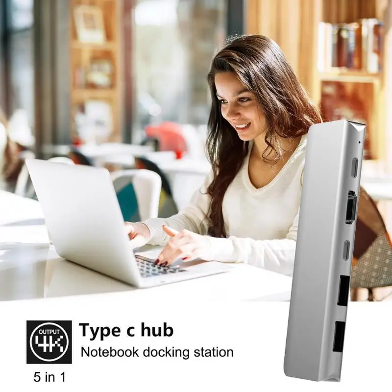 5 в 1 type-C концентратор USB-C до 4 к HDMI USB-C USB3.1 PD Charing адаптер Thunderbolt 3 Расширение Док-станция для MacBook Pro
