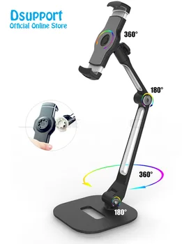 

Multifunction 360 Rotation 4-11 inch Tablet PC Stand/ Mobile Phone Holder Metal Base Universal Foldable Lazy Tablet Support
