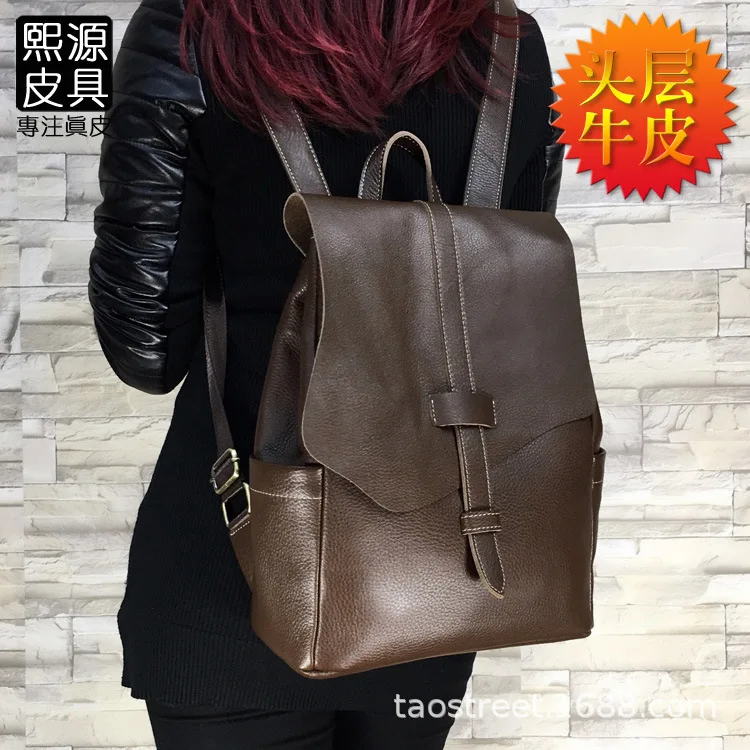 

2019 New Style Leather Backpack Full-grain Leather Origional Casual Travel Soft Leather Large-capacity Backpack Guangzhou