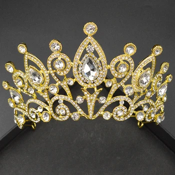 

2020 New Gold And Silver Color Wedding Crown Handmade Bride Crystal Hair Accessories Fashion Ladies Rhinestone Headdress