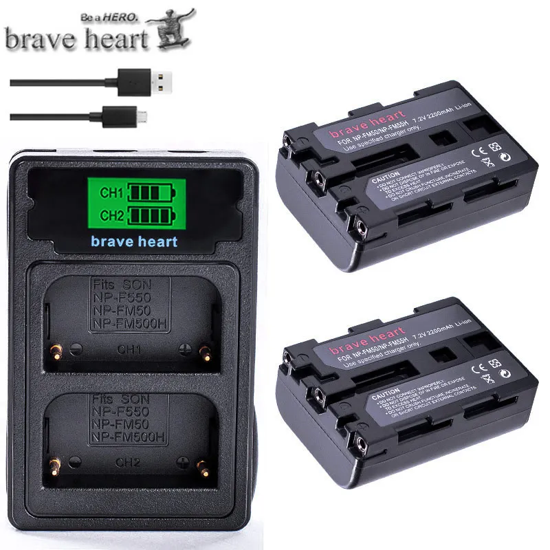 charger and 2battery NP-FM50 аккумулятор NP FM50 FM55H+ двойное зарядное устройство USB для sony NP-FM51 NP-FM30 NP-FM55H DCR-PC101 серии A100 DSLR-A100 - Цвет: charger and 2battery