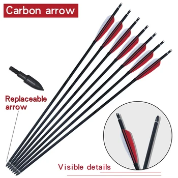 

6/12/24pcs Carbon Arrows Archery Target 32inches Spine 500/600 for Compound/Recurve Bow Outdoor Shooting Hunting Accessories