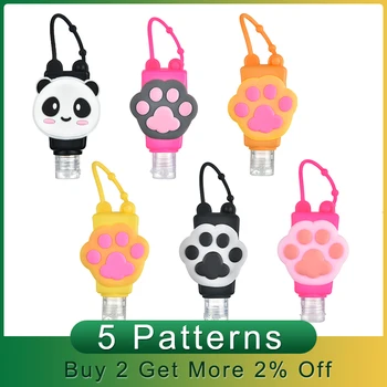 

6pcs Cartoon Silicone Hand Sanitizer Bottle Cleanser Container Portable Removable Travel Cover Set Birthday Party Gift