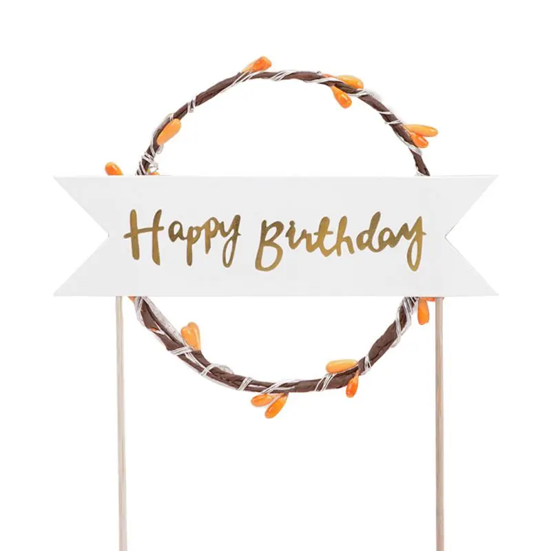 1Pc 1Pc LED String Light Up Glow Flower Garland Wreath Cupcakes Cake Topper Bunting Flags Sweet Love Birthday Party Decoration - Color: 01