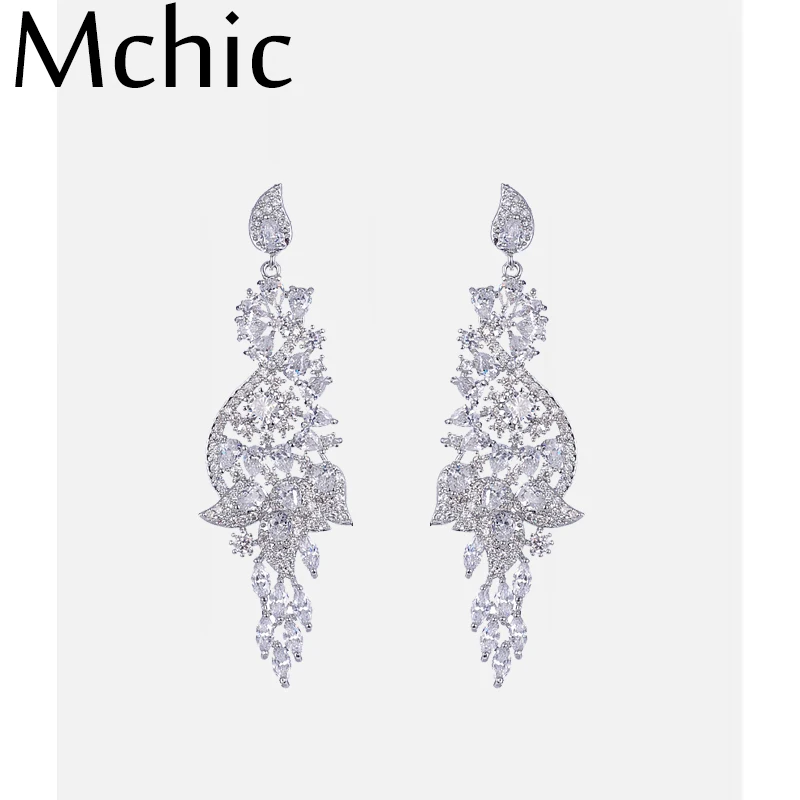 Серьги-подвески Mchic Длинные Роскошные блестящие серьги с фианитом AAA | Украшения и