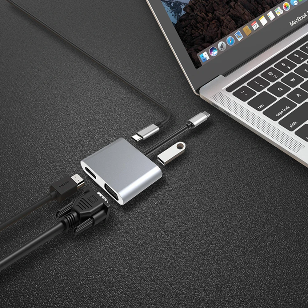 Адаптер USB Type C к HDMI VGA концентратор с 4K 1080P 3 0 порты для зарядки совместимые MacBook