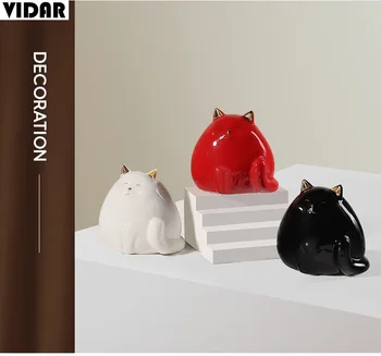 

VIDAR Nordic Style Cute Cat Decoration Living Room Entrance Study Soft Decoration Cat Animal Resin Decoration