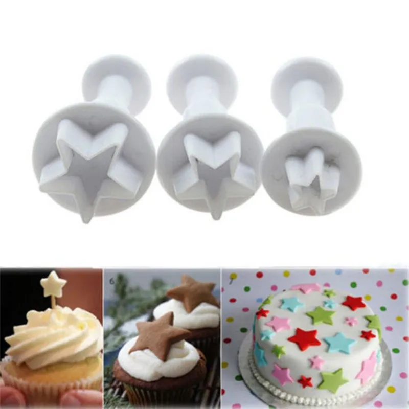 Description Picture 5 of item3Pcs/Set Star Shape Fondant Cake Decorating Plunger Biscuit Cookies Cutter Sugarcraft Diy Mold Christmas Cake Decorating Tools
