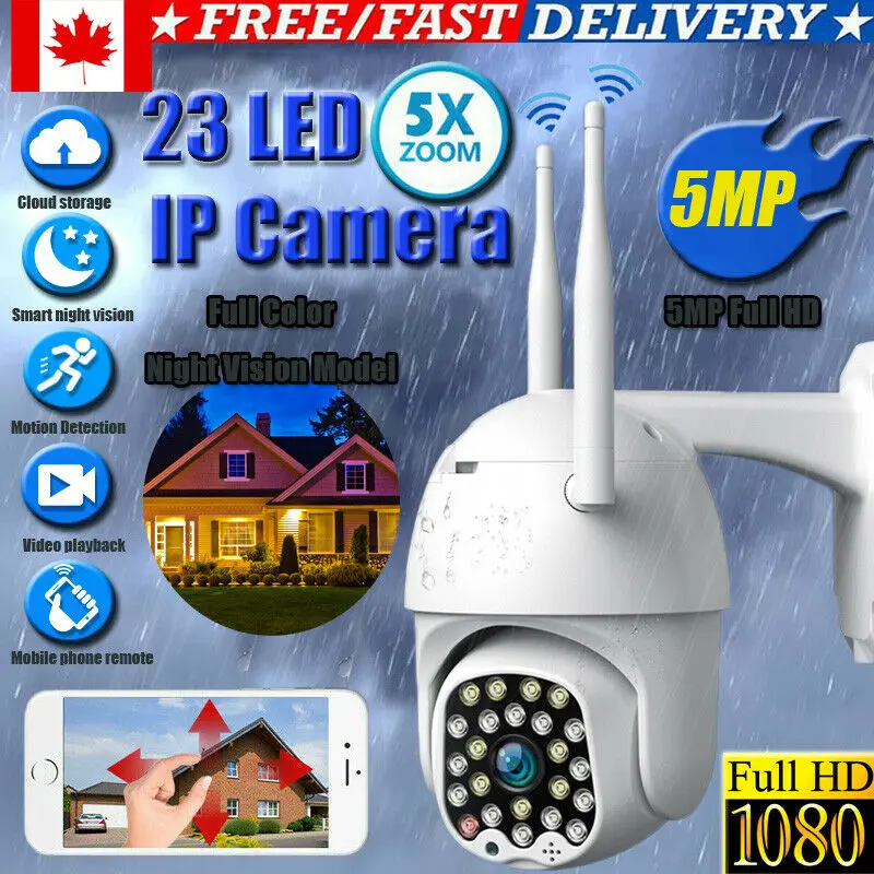 

1080P HD IP CCTV Camera Waterproof Outdoor WiFi PTZ Security Wireless IR Cam CA