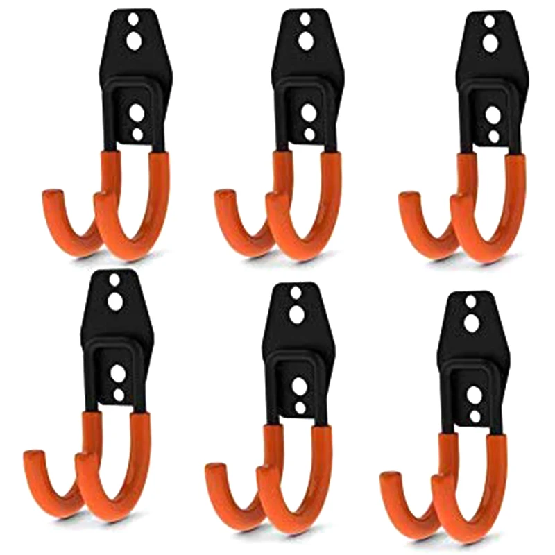 

Steel Garage Storage Utility Double Hook, Heavy Duty Tool for Organizing Power Tools, Small J Hook (6 Packs, 4.7 x 1.9 x 2.5 Inc