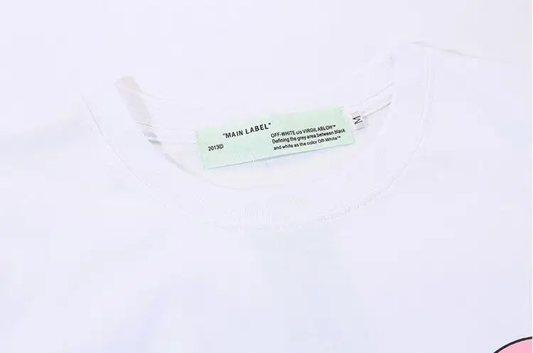 Европейская американская 19SS Off-White OW Симпсон мужские и женские парные модели влюбленных Модная хлопковая футболка с круглым вырезом и коротким рукавом