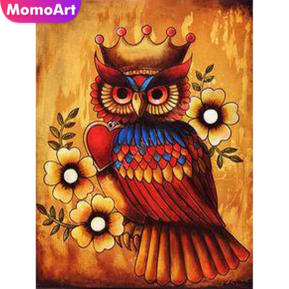 

MomoArt Full Drill Diamond Painting King Owl In Crown Diamond Embroidery Animal Mosaic Kit Wall Painting Craft Hobby