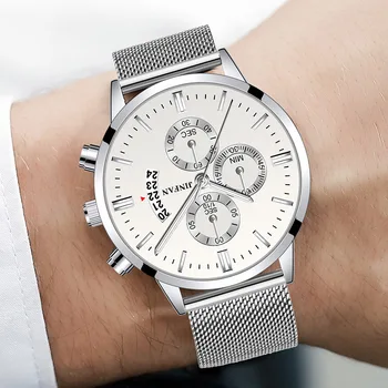 

Business Quartz Watches Men Fashion Stainless Steel Band Wristwatch Waterproof Automatic Male Watch Luxury Brand 2020 New Watch