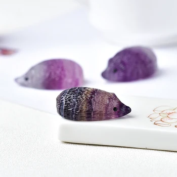 1PC Natural Colourful Fluorite Hedgehog Reiki Stone Crafts Mini Animal Healing Crystal Quartz For Home Decor DIY Gift 2