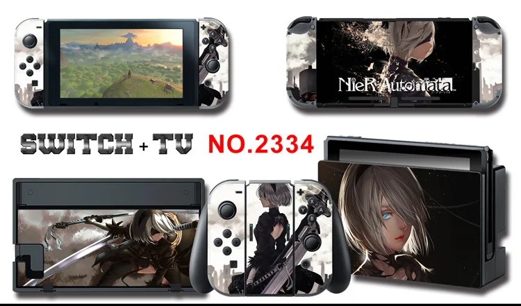 1set New Cute Anime Full Body Sticker for NS Switch Protective Cover Skin Colorful Art for Game Console Joy-Con Controller Decor