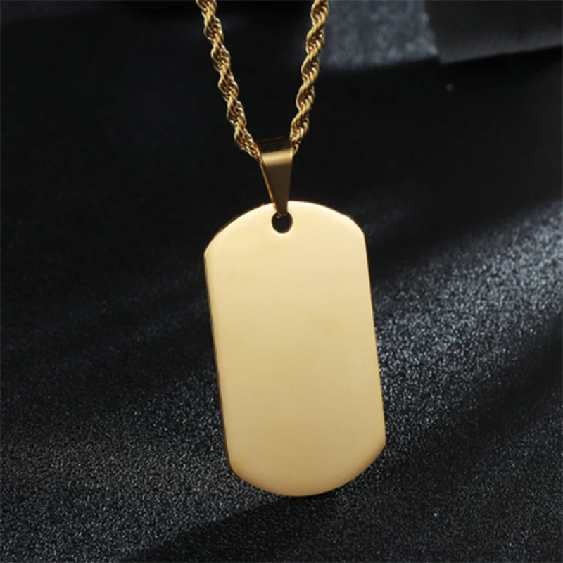 Letdiffery Customized Engrave Photo Text Logol Square Pendant Necklace Stainless Steel For Women Men Family Jewelry Gifts