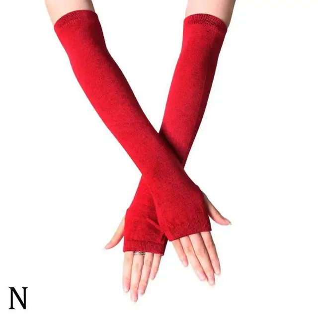 Unisex Long Fingerless Gloves Gloves Arm Cover Striped Cotton Wrist Sleeves Arm Warmer Sleeve Knitted Gloves Womens Fingerless N