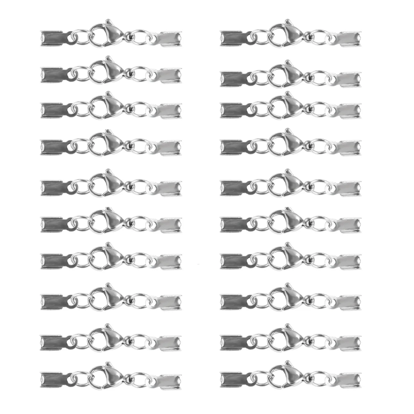 

10pcs/lot Stainless Steel Ribbon Leather Cord End Fastener Clasps Extender Chain Lobster Clasps Connectors for Jewelry Making