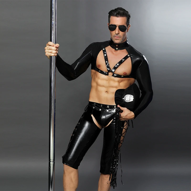 Costume Gay Sexy en Latex pour hommes, combinaison en Pvc, entrejambe  ouvert, érotique, boîte de nuit, Cosplay, pantalon en Latex, Catsuit,  décoration en métal avec chapeau | AliExpress