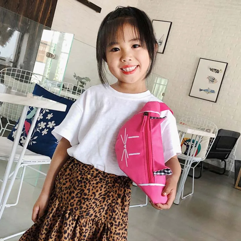 

New Child Waist Bag Girl Chest Bag Cute Cat pattern Bag High Capacity Girl Funny Kidney Bags Banana Bag nylon Crossbody Bags