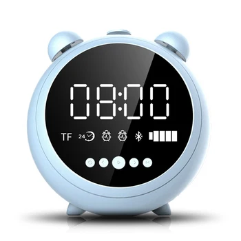 

New Alarm Clock Hd Mirror With Night Light Fm Radio Wireless Bluetooth Speaker Support Aux Tf Player Kids Clocks Led Digital